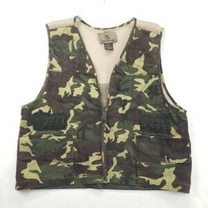 Game Winner Vest Shooting Hunting Mens XL Green Black Camouflage Quilted Pockets